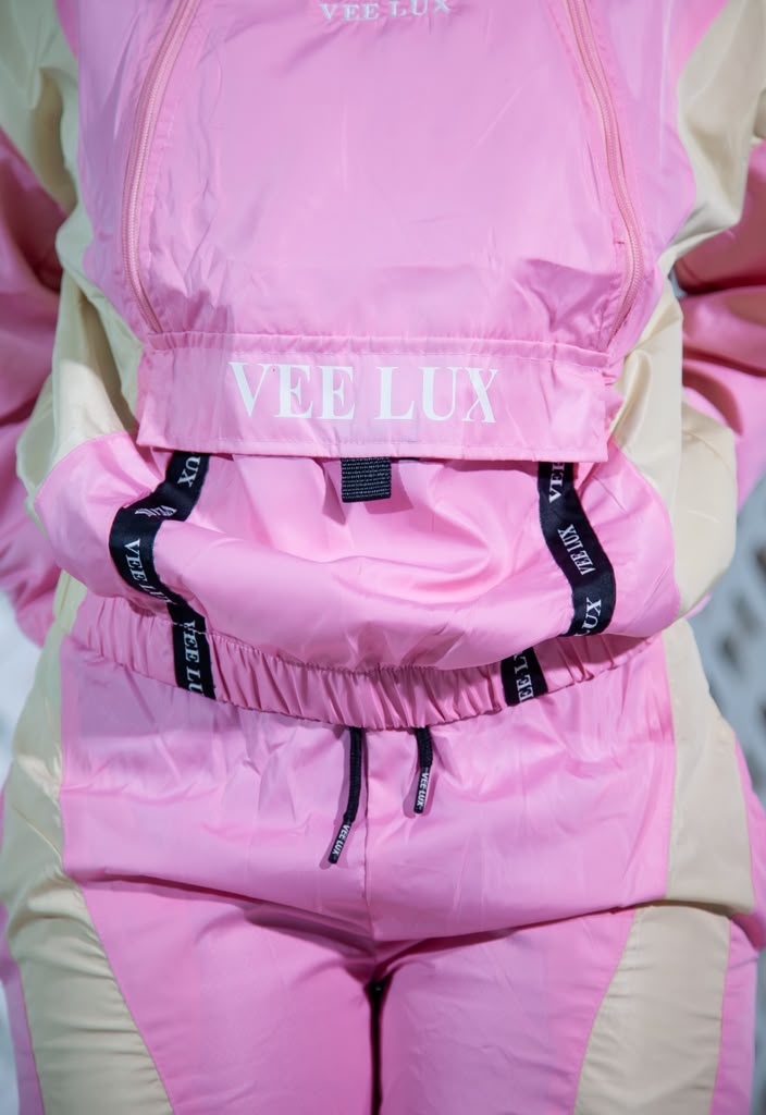 VEELUX Women's Luxury Colorblock Windbreaker Set – Pink & Cream